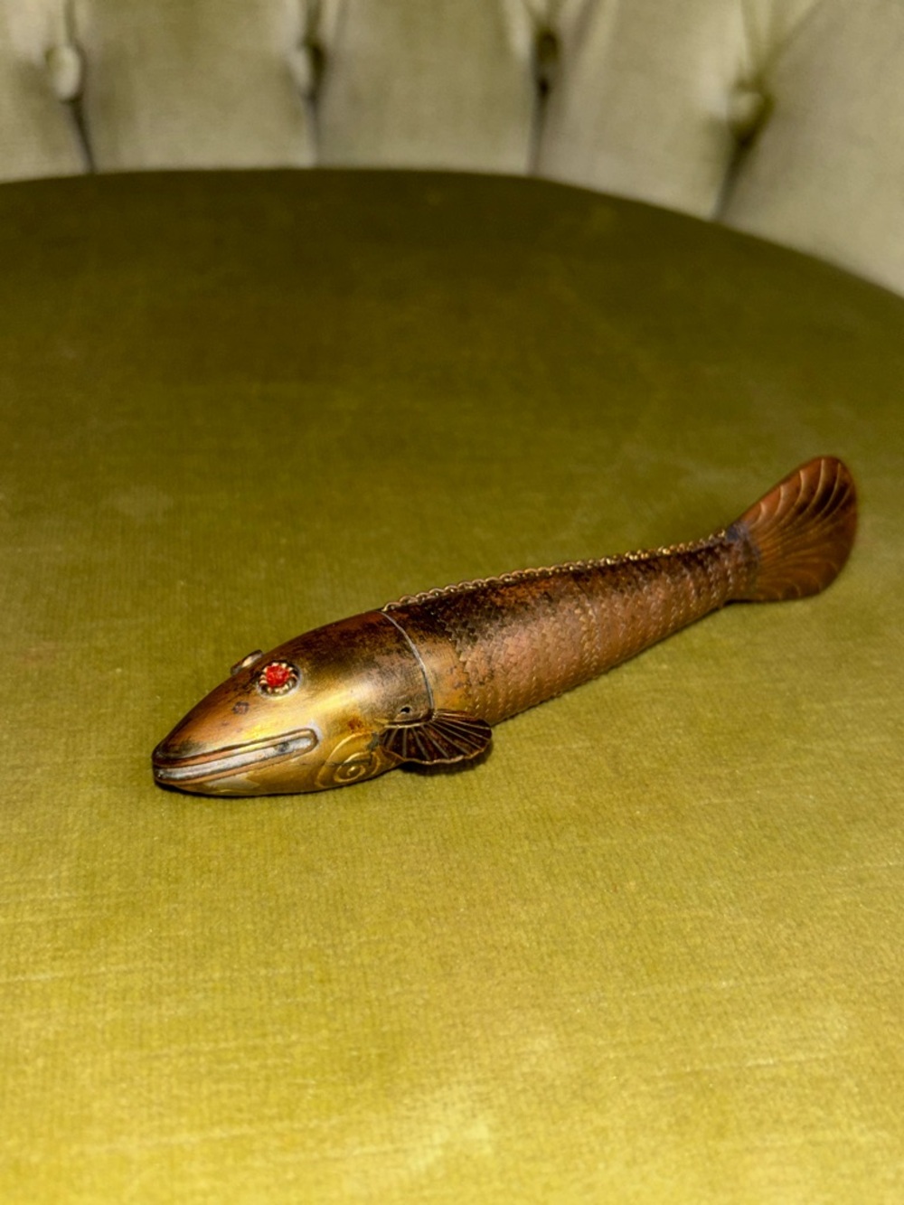 Vintage Median Style Articulated Fish Figure Brass - Picture 3 of 9